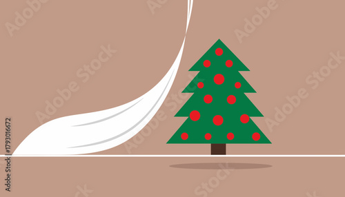 Minimalist Christmas Tree Unveiling Abstract Holiday Decoration Reveal Concept