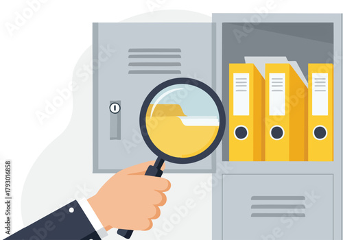 Thorough document examination and data discovery process in a structured office filing system for efficient information retrieval