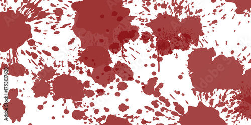 Abstract red paint splatter pattern on white background texture