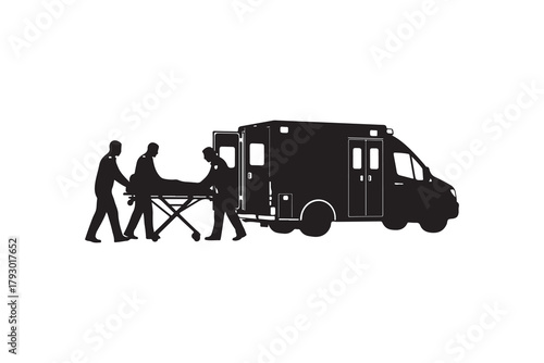 Ambulance Crew Transporting Patient on Stretcher 