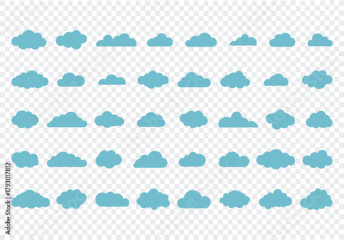 Cloud computing Abstract Blue cloudy set isolated on white background,
sky Vector illustration, weather app icons, or background designs
