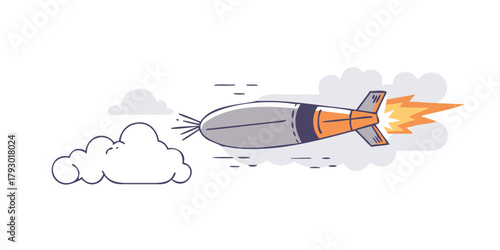hand drawn vector illustration of a rocket