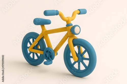 Clay Model Bicycle in Yellow and Blue
