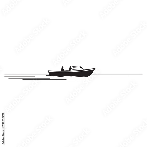 Speedboat with two people on water ocean