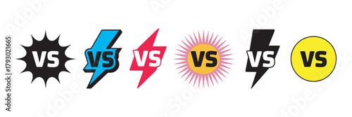 Versus 'VS' Concept Design Elements with Lightning and Starburst Graphics for Competition