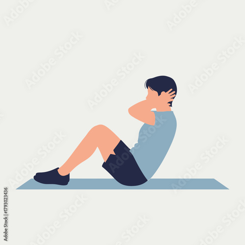 Man Doing SitUps on Exercise Mat for Core Strength 1.