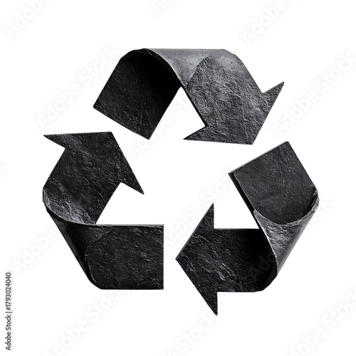 Isolated Black Recycling Arrows Symbol of Renewal