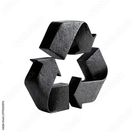 Isolated Black Recycling Arrows Symbol of Renewal
