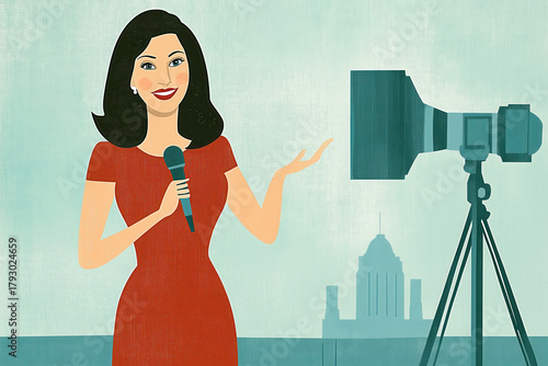 News reporter standing in front of a notable landmark, providing live coverage of a breaking story