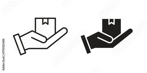 Hand holding box icon in simple modern vector format. EPS icon pack