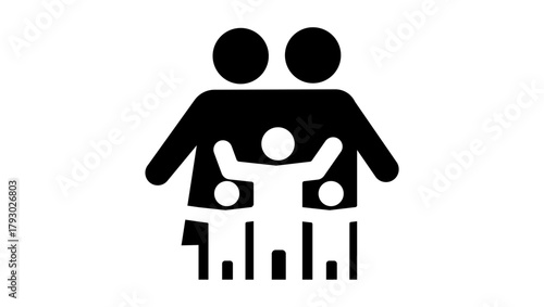 large family symbol, black isolated silhouette
