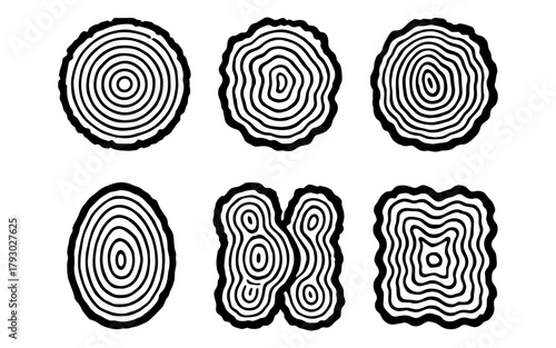 Abstract organic tree ring patterns in black and white