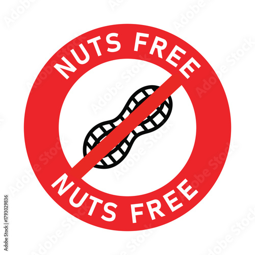 Nuts free allergy warning sign for safety and health awareness icon