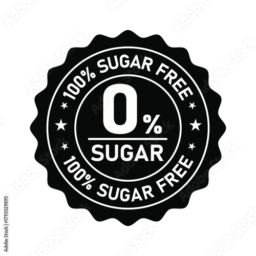 Sugar free product label vector zero percent sugar free diet food