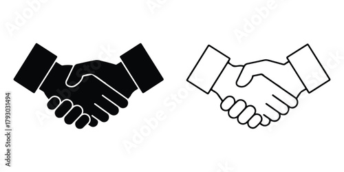 Handshake icon, friendly deal symbol, partnership symbol, business agreement handshake sign vector