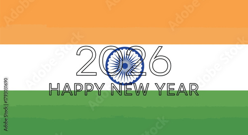 Celebrate 2026 Happy New Year with India's vibrant flag colors