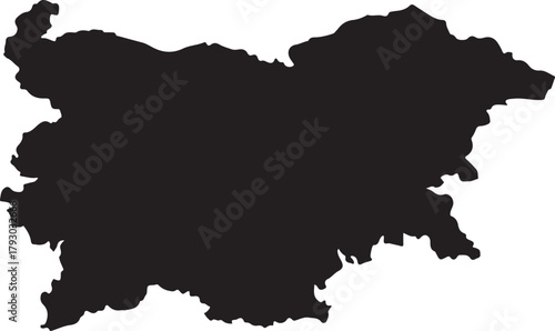 Black silhouette map of Bulgaria country outline vector