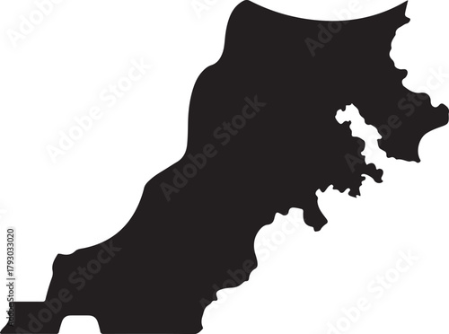 Black silhouette map of Morocco country outline vector