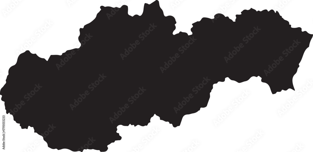 Naklejka premium Black silhouette map of Slovakia country outline vector