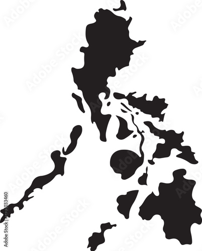 Black silhouette map of the Philippines islands icon