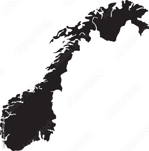 Black silhouette of the country of Norway on a white background vector