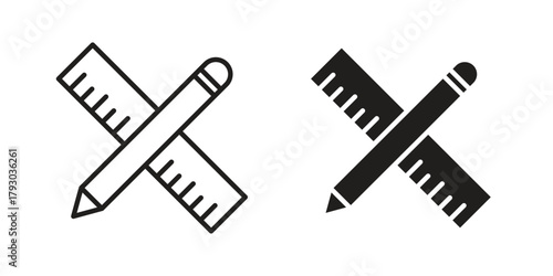 Pencil and ruler icon in simple modern vector format. EPS icon pack