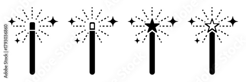 Magic Wand Icon Isolated on Transparent Background. Fantasy Tool. Vector Illustration