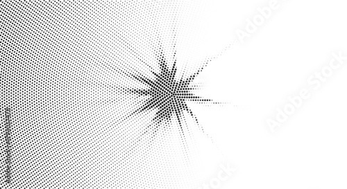 Comic halftone starburst with dense radial dot pattern