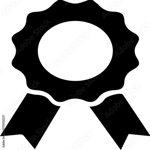 Black Silhouette Award Rosette Ribbon Icon