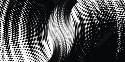 Black and white grunge texture with circular starbursts. Uneven and damaged tire tread marks, tire tracks - auto racing, motocross, drift, rally, off-road, and more.