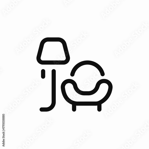 armchair stand lamp icon sign vector