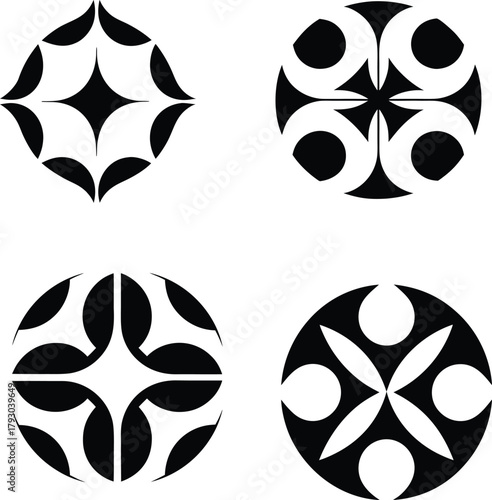 set of black and white icons