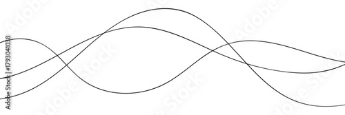 Curve wave seamless pattern. Abstract black lines wave curve motion on white background. Wave line and wavy zigzag lines. Curvy thread, string or yarn lines. Vector Illustration.