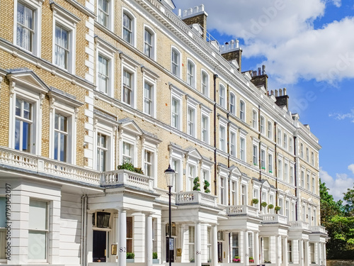 Photography Elegant London Victorian Terraced Houses with White Stucco Facades