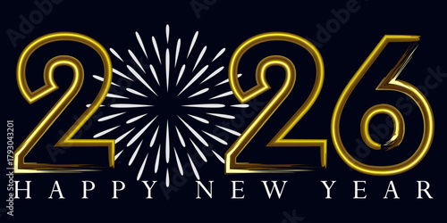 Happy New Year 2026 golden celebration background design template