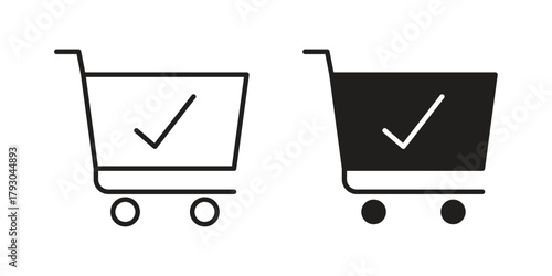 Shopping cart check icon in simple modern vector format. EPS icon pack