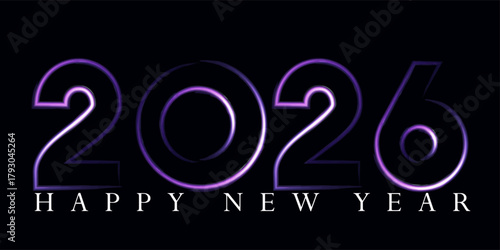 Happy New Year 2026 Elegant Purple Glowing Numbers Illustration