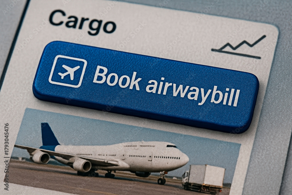 Fototapeta premium An airwaybill book for the concept of transport logistics.