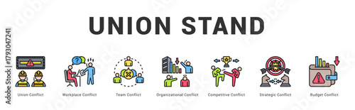 Union Stand Modern and clean web banner illustration featuring thematic icons for visual communication