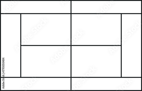 Premium line art of a tennis field, top view.