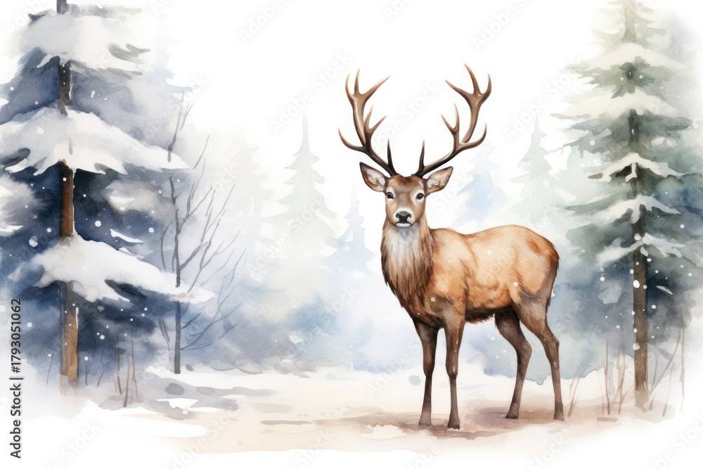 Naklejka premium Reindeer wildlife standing winter.