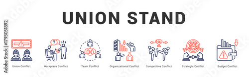 Union Stand Modern and clean web banner illustration featuring thematic icons for visual communication