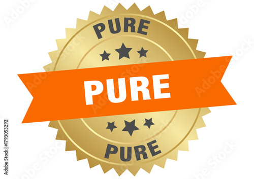 pure. pure round orange and gold label isolated on transparent background