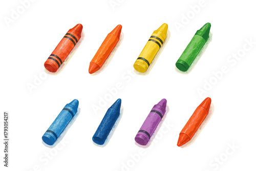 Crayon icon set. Wax crayon vector set. Collection of colorful drawing crayons for children’s art and school supplies design.