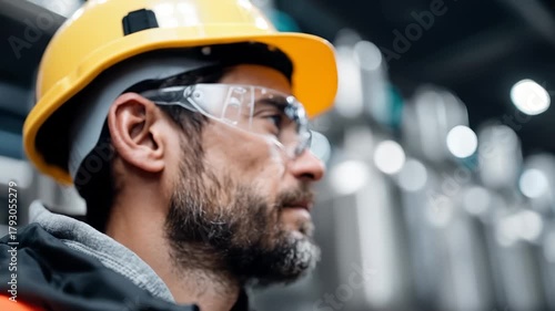Safety engineer working on modern industrial water treatment machinery