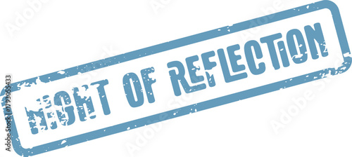 Distressed blue rubber stamp impression for a quiet night of reflection