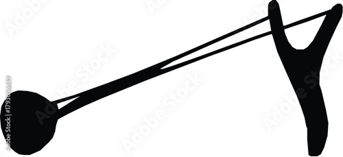 Simple black silhouette icon of a classic wooden slingshot toy.