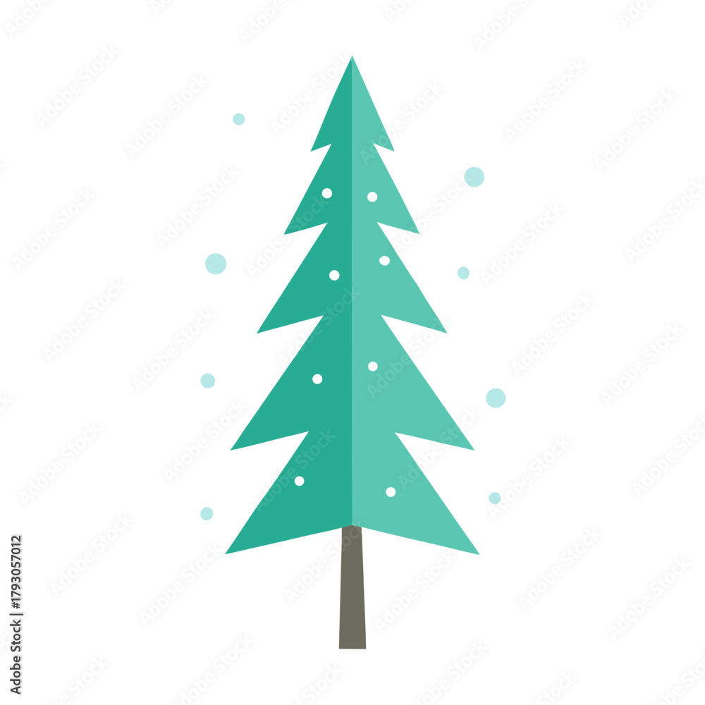 Fototapeta premium Stylized christmas tree with falling snowflakes