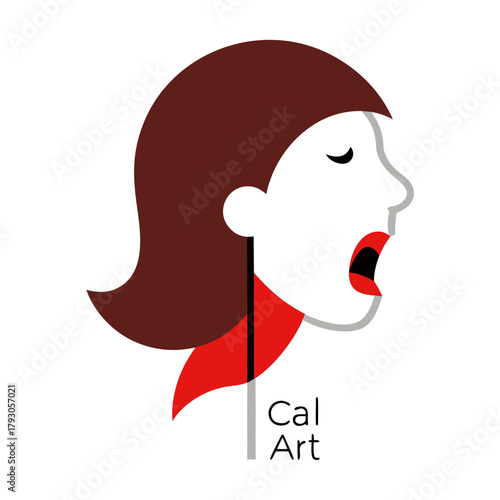 Abstract profile of a woman with her mouth open and eyes closed