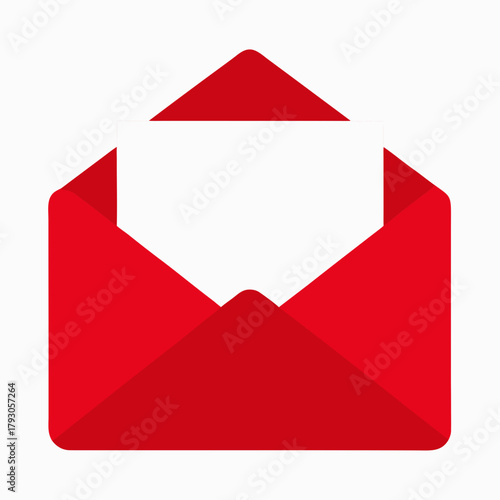 Open red envelope icon with white paper inside